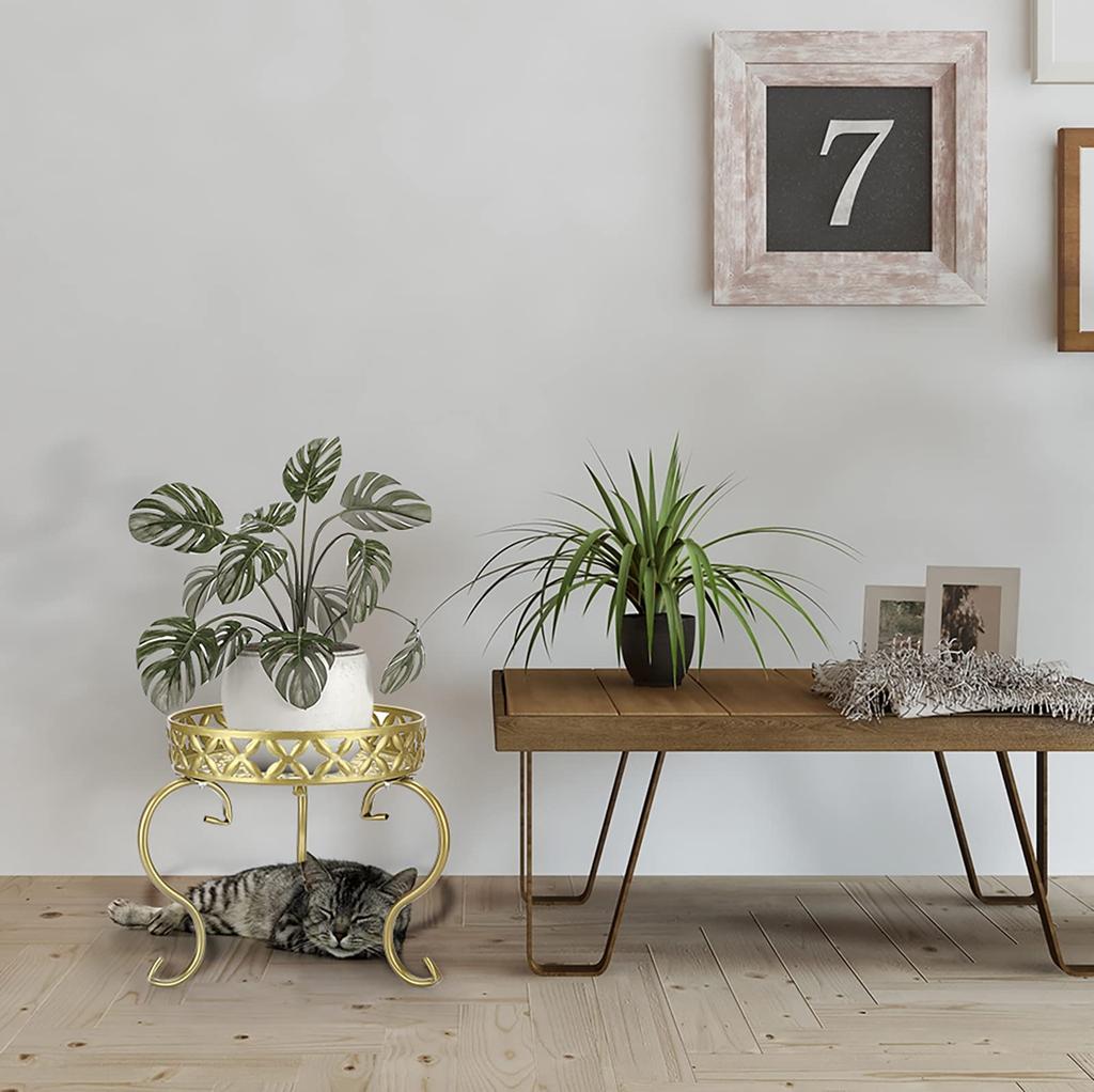 Sumnacon Garnek Doniczka Kwiat Ogród Ogrodnictwo Kwiat Stojak na kwiaty, Stojak, Półka, Żelazo, Antyczny, Stylowy, Półka, Półka, Stojak, Stojak, Wewnętrzny/Zewnętrzny (Złoto)