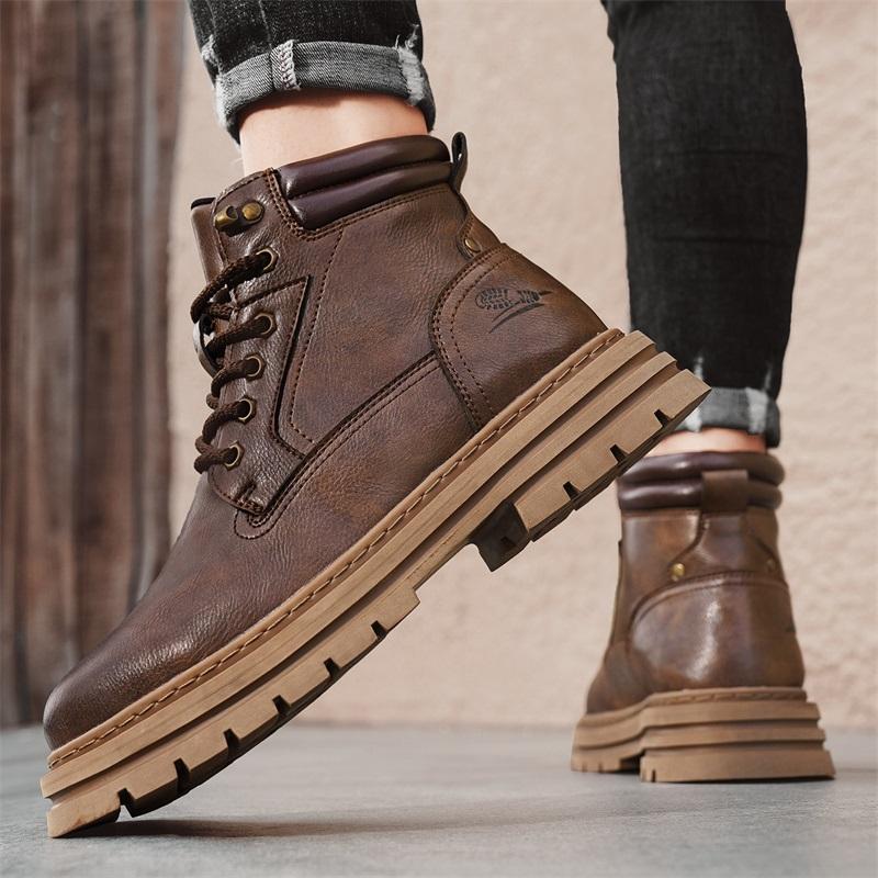 Luxury Men Ankle Boots Retro British High-top Men Boots Fashion High Quality Leather Shoes  New Outdoor Men Motorcycle Boots