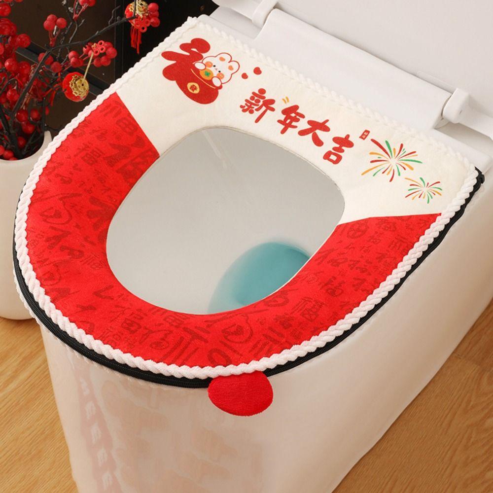 Warm Toilet Pad Cartoon Washable Toilet Cushion Universal Toilet Seat Cover  New Year