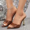 Women's Summer Open-Toe Pointed-Toe High-Heel Sandals: Elegant Strappy Sandals with Thin Heels
