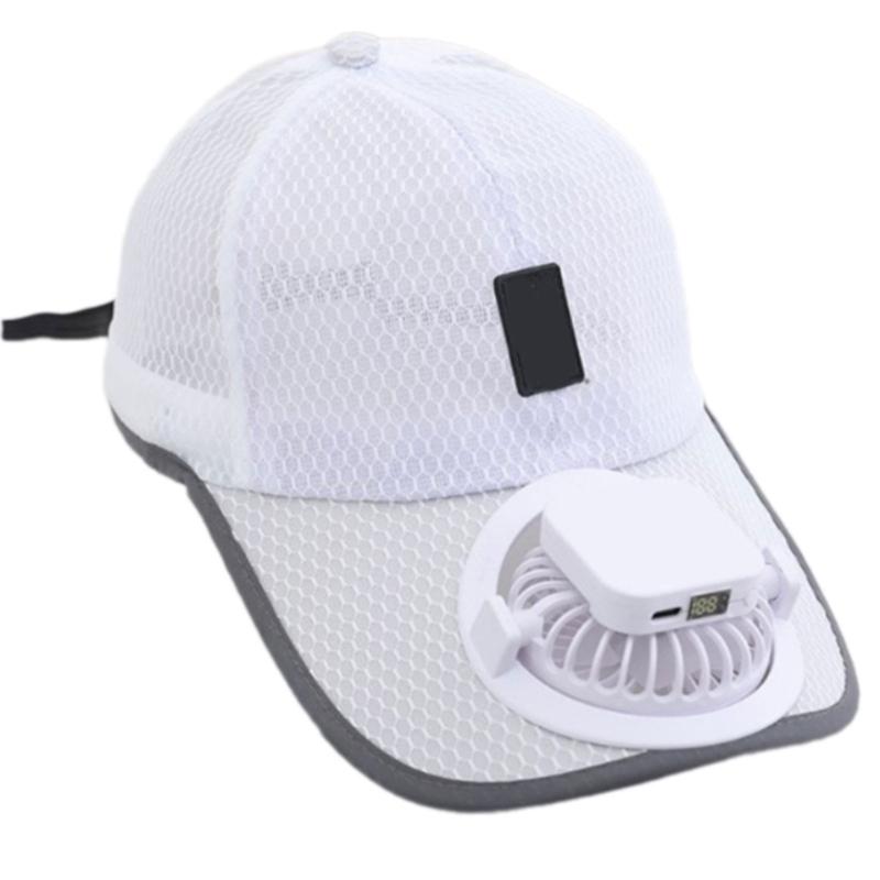 USB Rechargeable Cooling Fan Baseball Hat With Solar Powered Design Breathable Adjustable Sun Hat For Outdoor Activity