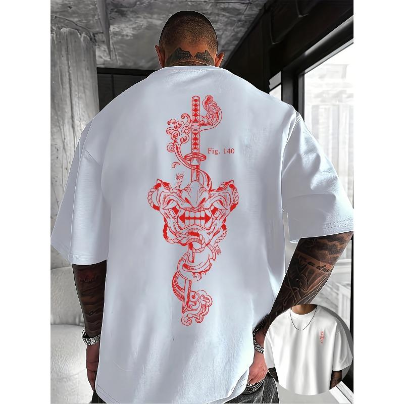 Men's Print Round Neck T-Shirt, Pure Summer Trendy Fashion Short Sleeve, Casual Daily Style Top, Essential for Outdoor Leisure