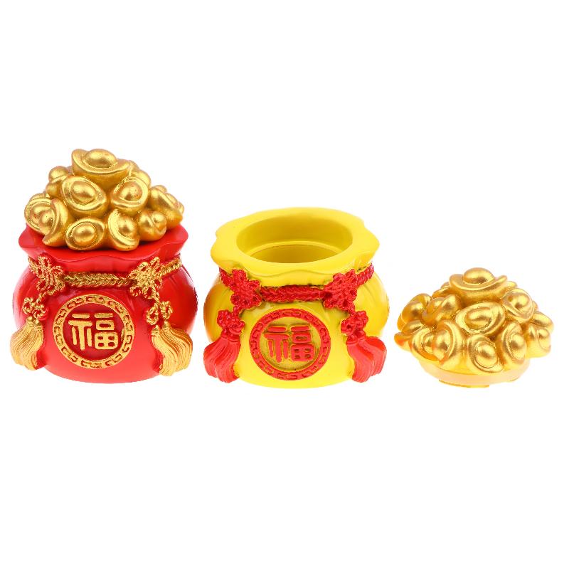 Fortunate Resin Chinese Money Bag Prosperity Figurine for Desk Home Wealth and Fortune Decor