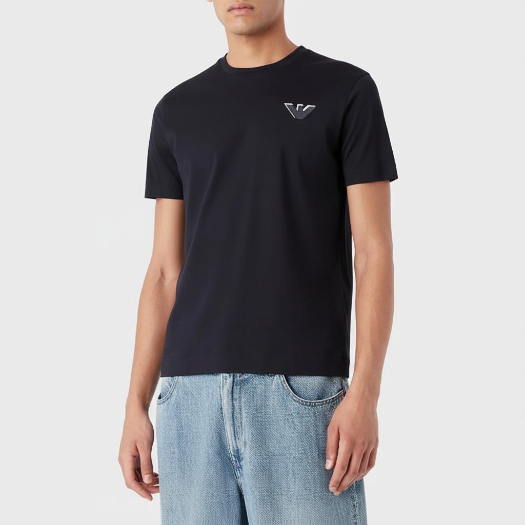 Emporio Armani FW22 Solid Logo Print Crew Neck Short Sleeve T-Shirt Men Tops 6L1TS0-1JSAZ-0920