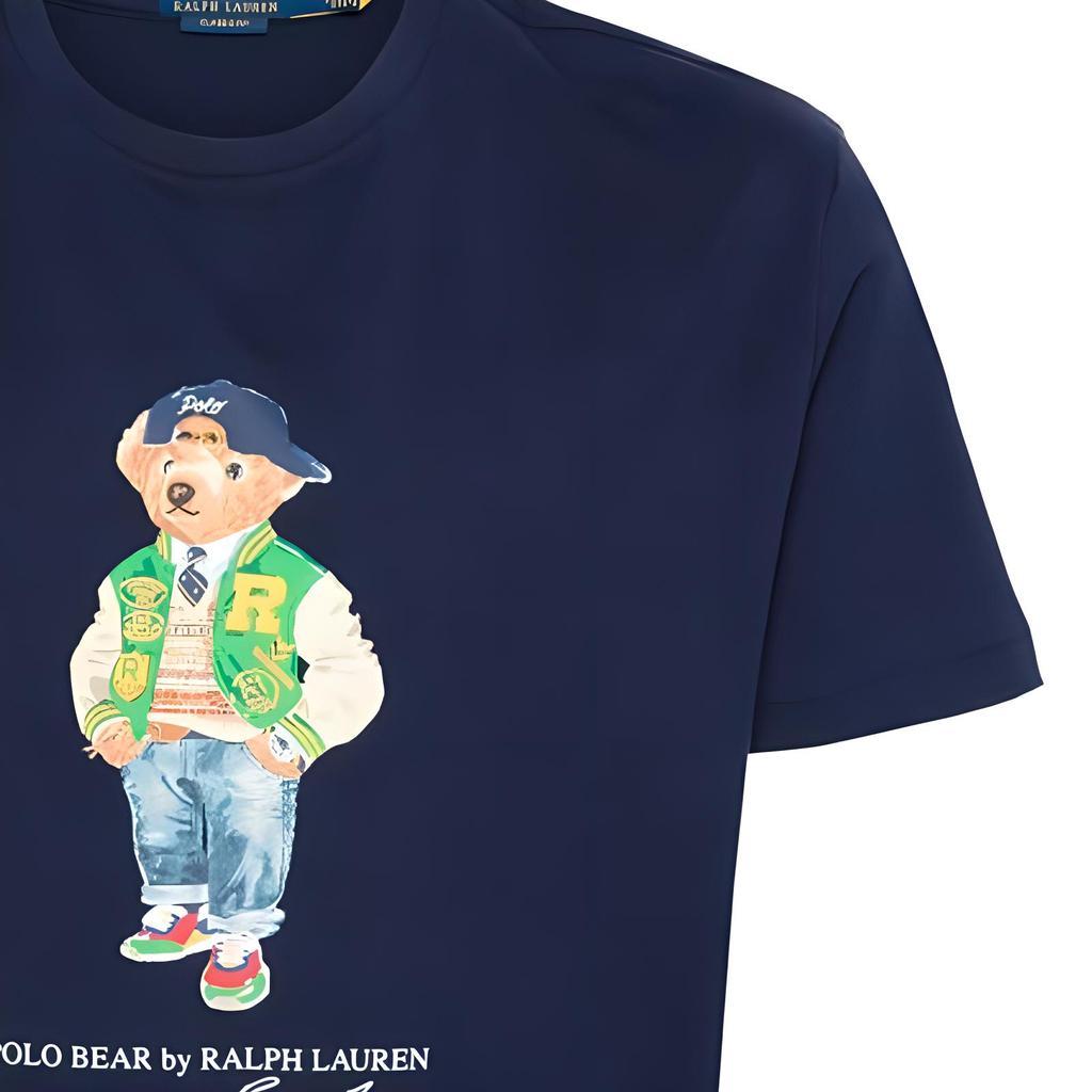 Polo Ralph Lauren Letter Bear Print Crew Neck Short Sleeve T-Shirt Men Tops Blue 710854497-039