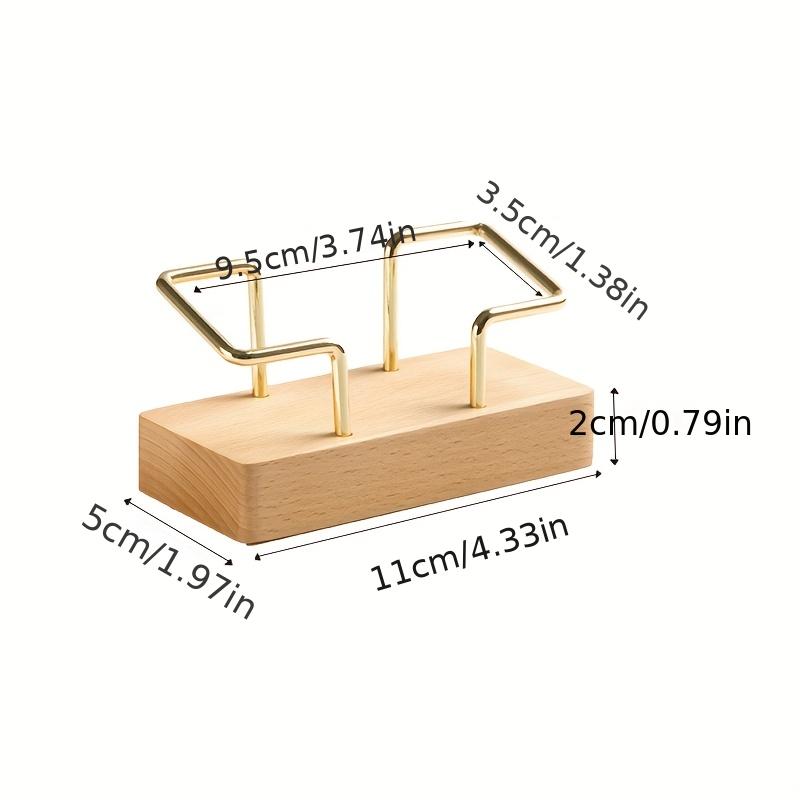 1pc Modern Walnut Wood & Metal Business Card Holder With Golden Accents, Durable Office/Home Use, Fits Index Cards, Desk Card Case