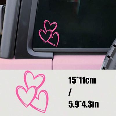 1 Interlocking Hearts Vinyl Decal - Sparkling Pink, Perfect for Car & Motorcycle Windows, Notebooks | Easy-To-Apply, Cartoon-Themed Sticker
