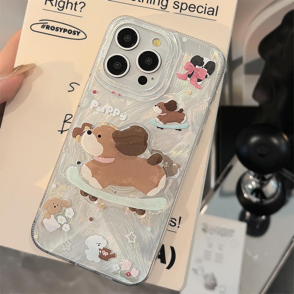 Fun Ins Skateboard Puppy Holder Mobile Phone Case for Apple 17pro Max for IPhone13 Hard 16 Cute Pet 14
