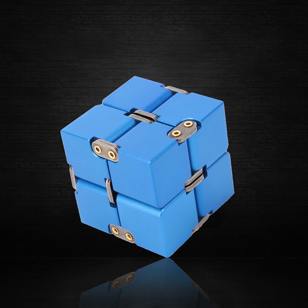 Handliches Fidget-Spielzeug aus Aluminiumlegierung Infinity-Tisch-Zauberwürfel Stressabbau-Spielzeug Blau