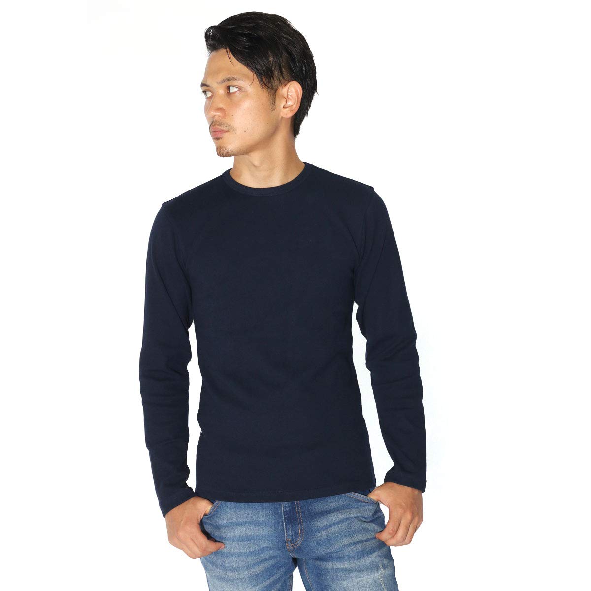 Avirex Daily Long Sleeve Ribbed Size Royal T-Shirt, L,