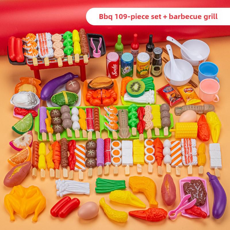 Kids' Pretend Play BBQ Set: Grilled Meat & Skewers Kitchen Toy
