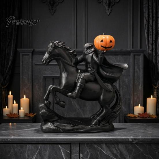 Gotische Wohnkultur Kopfloser Reiter Statue, Halloween Thema Vintage Bronze Harz Figur, Dunkler Horror Stil Figuren Tischdekoration für Saisonale