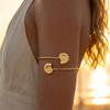 Vacation Style Gold Color Starfish Arm Cuff for Women Gold Color Scallop Upper Arm Adjustable Bracelet Bangle Beach Body Jewelry