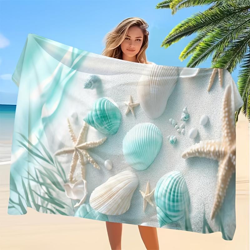 

Shell Starfish Oversized Quick Dry Beach Towel, Microfiber Strong Wrap Gift for Family W30*H60(CM)