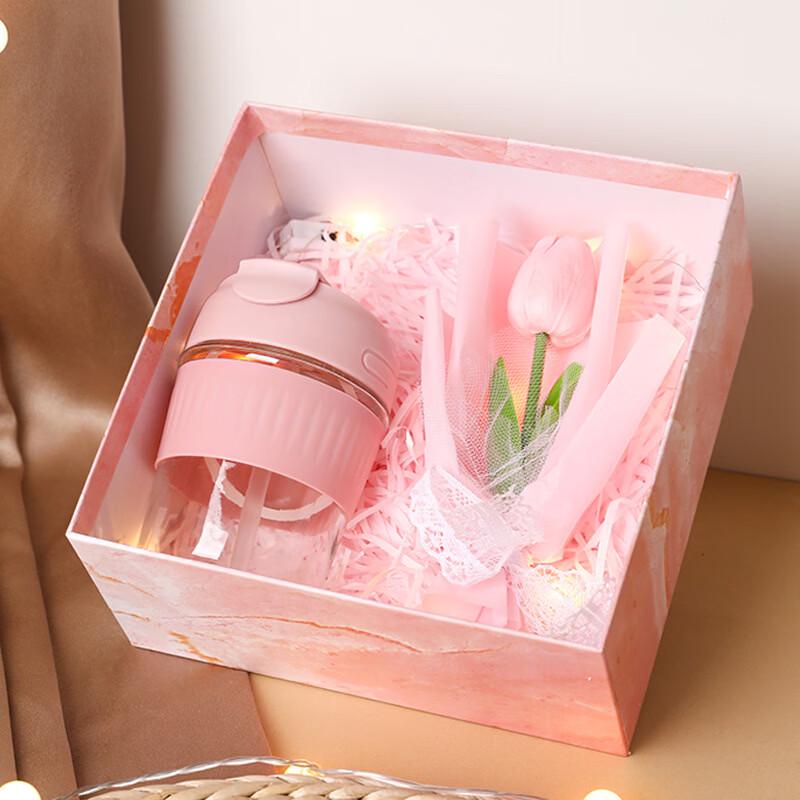 AQ Festival Glass Cup Gift Set Glass Cup + Flower Bouquet