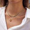 Yori Gold Silver Mix Color Embossed Cuban Chain Necklace 18k Pvd Plated Trendy Bijoux For Women Waterproof Autumn & Winter