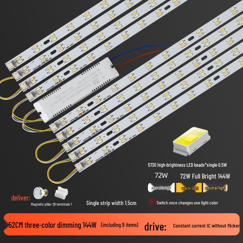 Three-Color LED Strip Light Panel for Living Room Ceiling