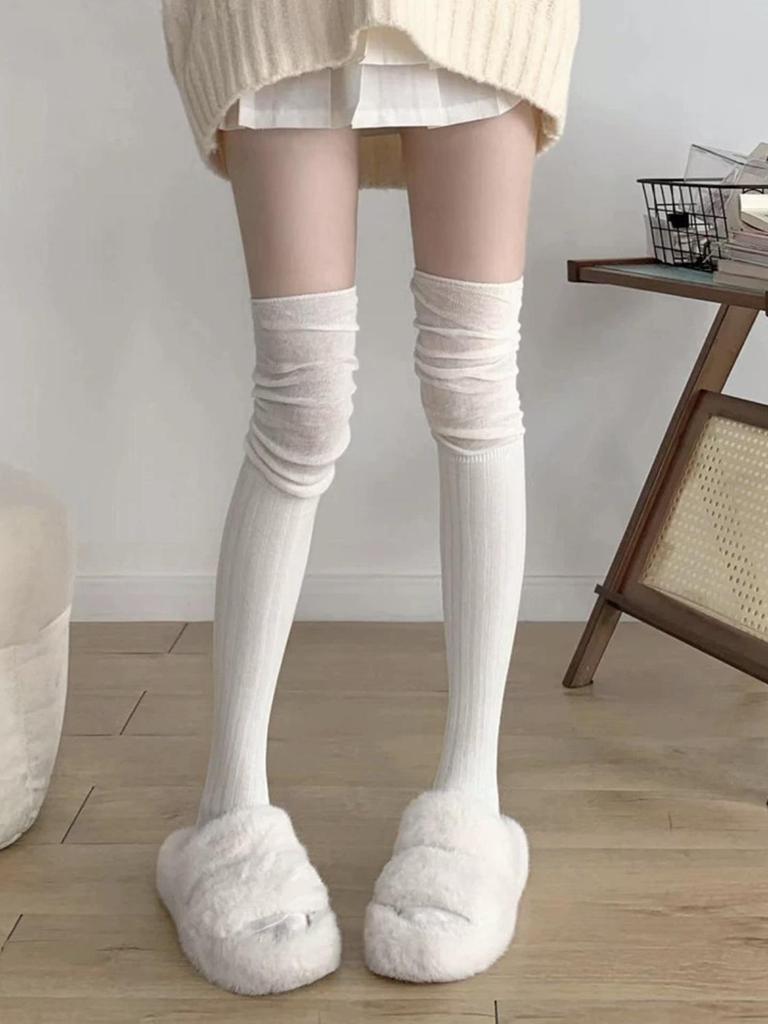 Korean Style Women's Over-the-Knee Preppy Leg Warmers - Trendy Autumn/Winter Calf Socks