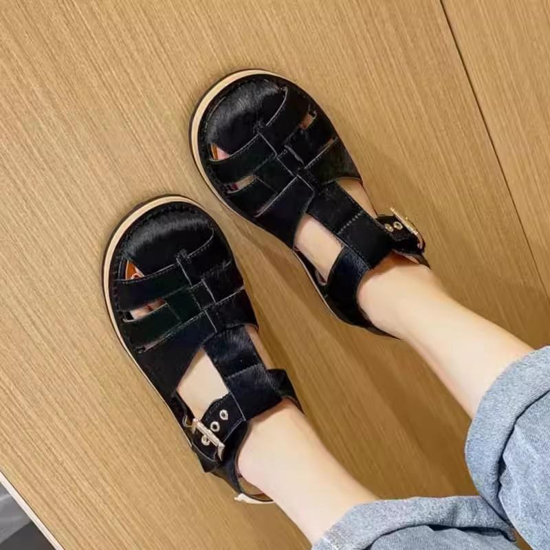 Fashion Harajuku Ulzzang Summer Platform Sandals Women Fashion Beach Casual Korean Shoes 2025 Rome Gladiator Gothic Punk Black Flats