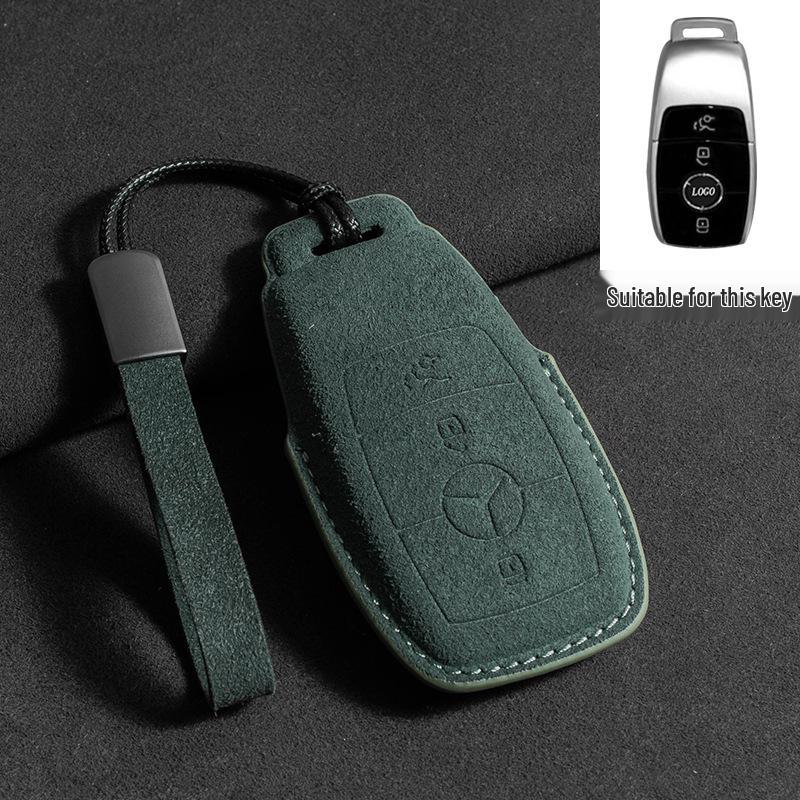 Mercedes Key Case with Alcantara, Compatible with E-Class, S-Class, C-Class, B-Class, GLC, GLB—Full Coverage Protection