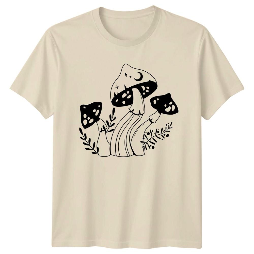 Mystical Mushroom Moon Stars TShirt Fungi Art Birthday Gift For Him And Her