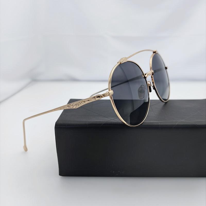 Retro Double Bridges Sunglasses  Men Luxury Brand Designer High Quality Metal Sun Glasses Fashion Women Round Glasses Uv400