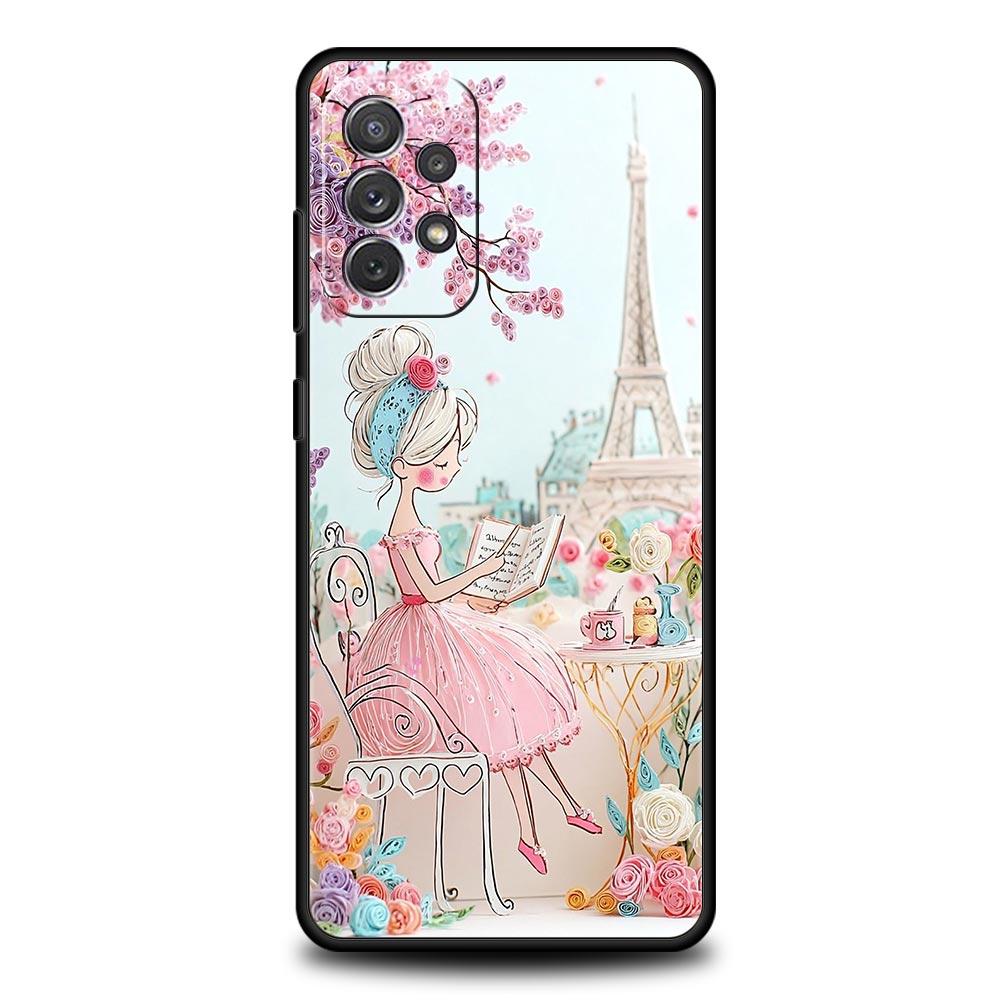 Cartoon-Mädchen-Handyhülle für Samsung Galaxy A55 A35 A15 A14 A13 A25 A54 A51 A71 A72 A73 A32 A52 A41 5G Weiche TPU-Schale Fundas Taschen