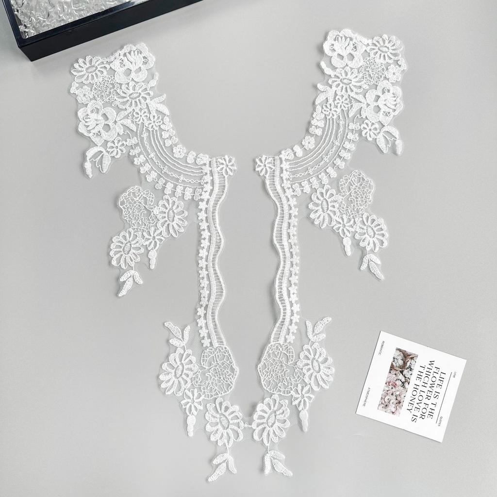 White Mesh Embroidery Floral Cloth Sticker Clothing Dress Wedding Top Vest Decorative Accessories Cloth Sticker Accessories