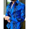 Nueva Camisa de Manga Larga con Estampado de Flores 3D de Color para Hombre con Cuello Alto de Calidad y Casual
