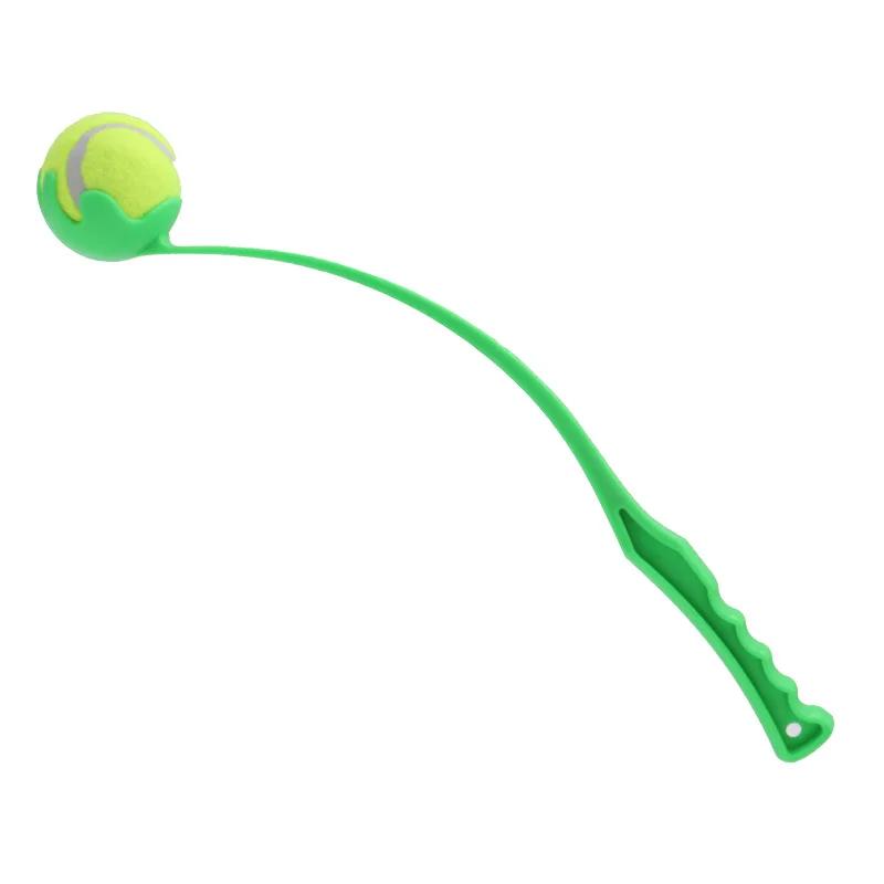 Interactive Dog Ball Launcher Toy for Fetch Training with 2 Durable Rubber Balls Automatic Cat Stick Thrower for Outdoor
