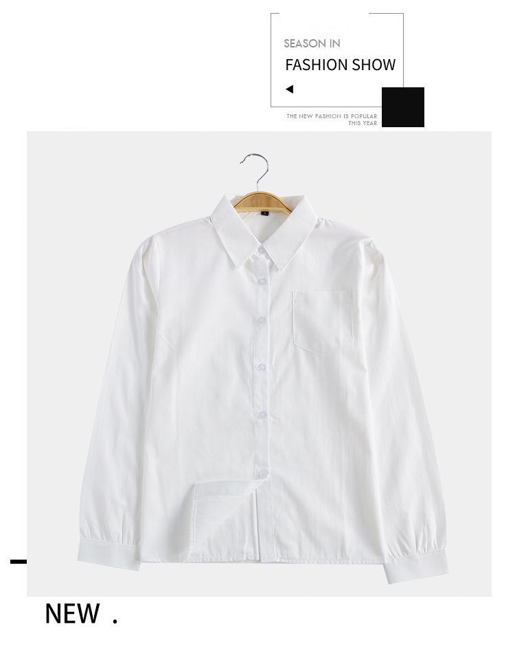 Japanisches JK-Schuluniform-Langarmhemd, weiß, mit spitzem und eckigem Kragen, blickdicht