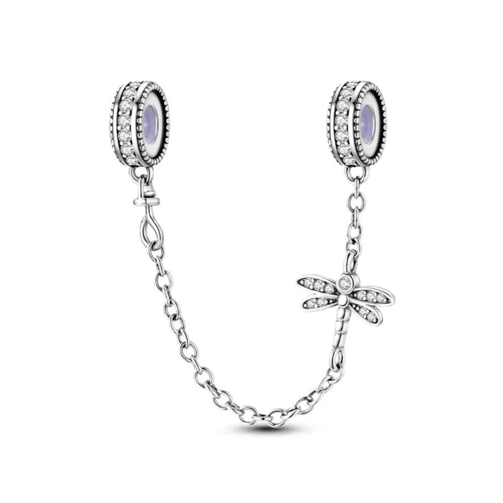 925 Silver Star Moon Crown Pendant DIY Bracelet Spacer Bead Women Jewelry Safety Chain New