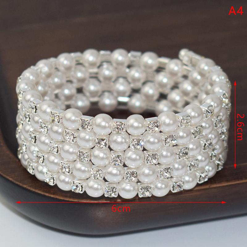 Elegant Crystal Imitation Pearl Bracelet Multilayer Stretchable Pearl Bracelet