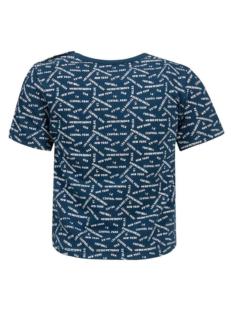 T-Shirt Chłopięcy, Granatowy, Napisy, Lief