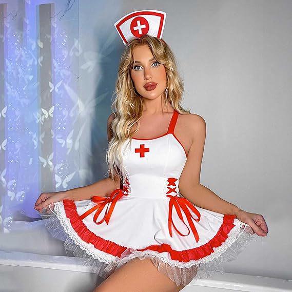 European and American Erotic Nurse Lingerie Uniform – Pure Desire Sexy Costume for Halloween