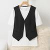 Black Sleeveless Vest Women Fashion Summer Layering Waistcoat Short Jacket Spring Autumn Casual Outerwear