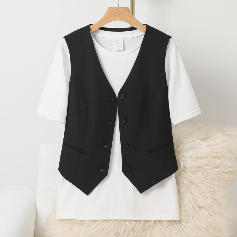 Black Sleeveless Vest Women Fashion Summer Layering Waistcoat Short Jacket Spring Autumn Casual Outerwear