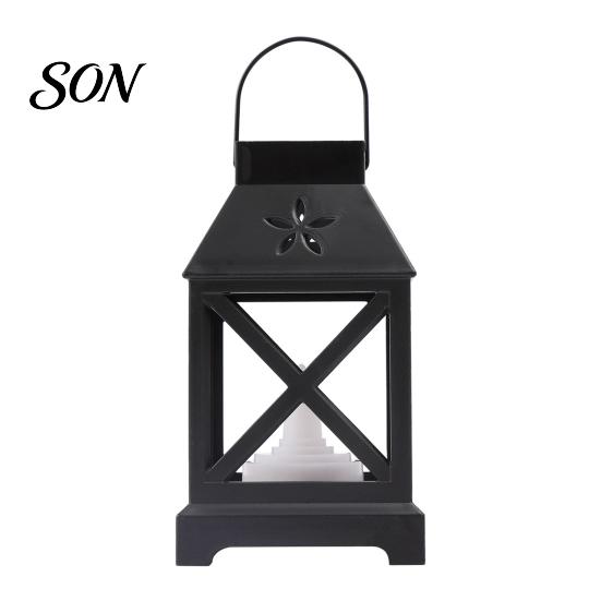Indoor Outdoor Garden Light Decorative Lantern with LED Candle, Battery Operated Flickering Flame Lamp, Vintage Safe Flameless Candle Hanging