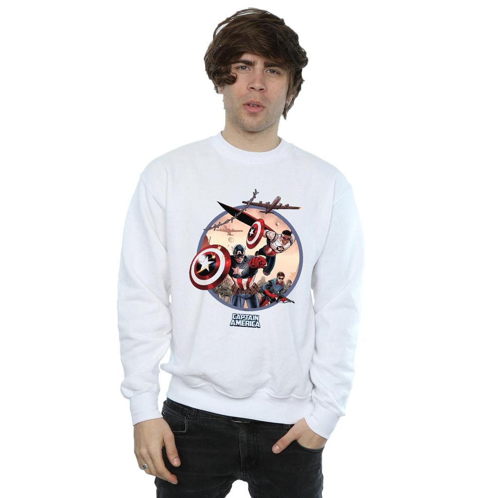 Marvel Mens Captain America And Falcon In Battle Sweatshirt