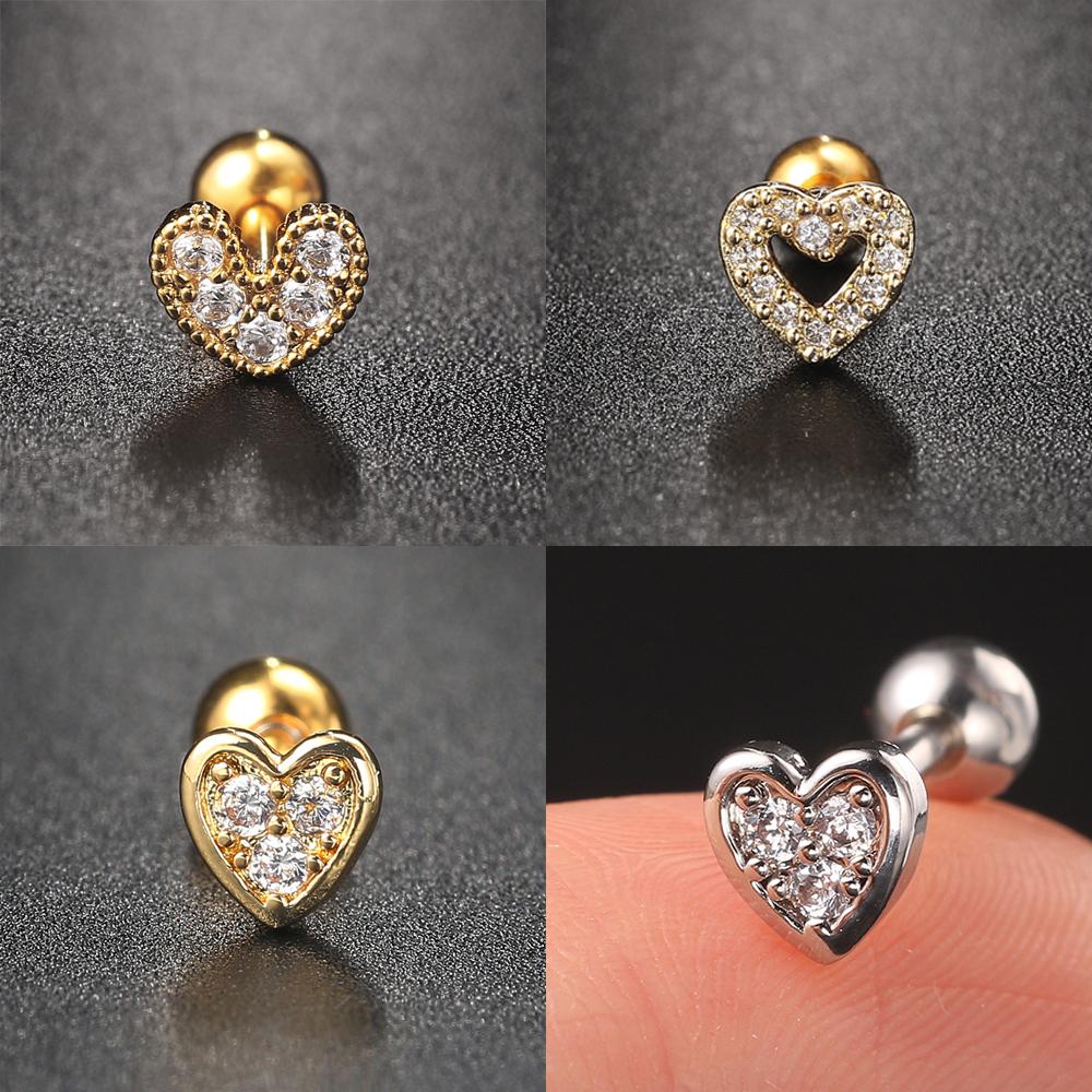 Septum Piercing Helix Earrings Women Zircon Heart Cartilage Ear Daith Lobe Rook Tragus Piercing Jewelry Body Accessories Gift