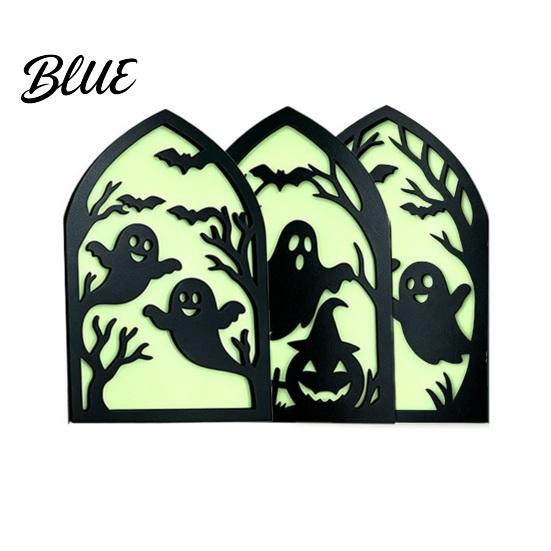 Halloween Mantelpiece Decorations Wooden Screen Ornaments Glow in The Dark Gothic Arch Eco-friendly Wood Art Decor No Assembly Atmosphere