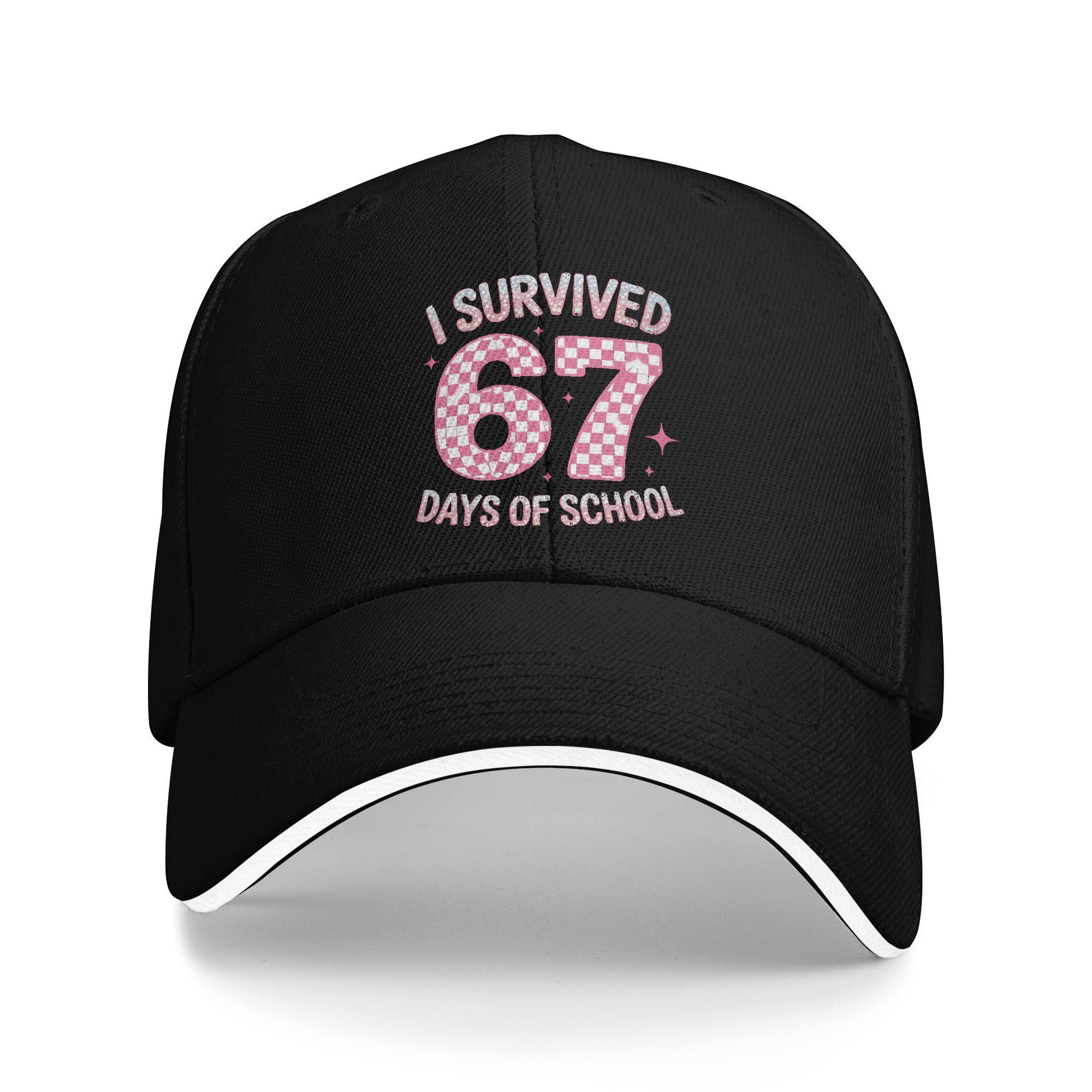 

I Survived 67 Days of School Teachers Students Six Seven Baseball Cap Casual Male Trucker Hat Running Hippie Baseball Caps One Size чёрный