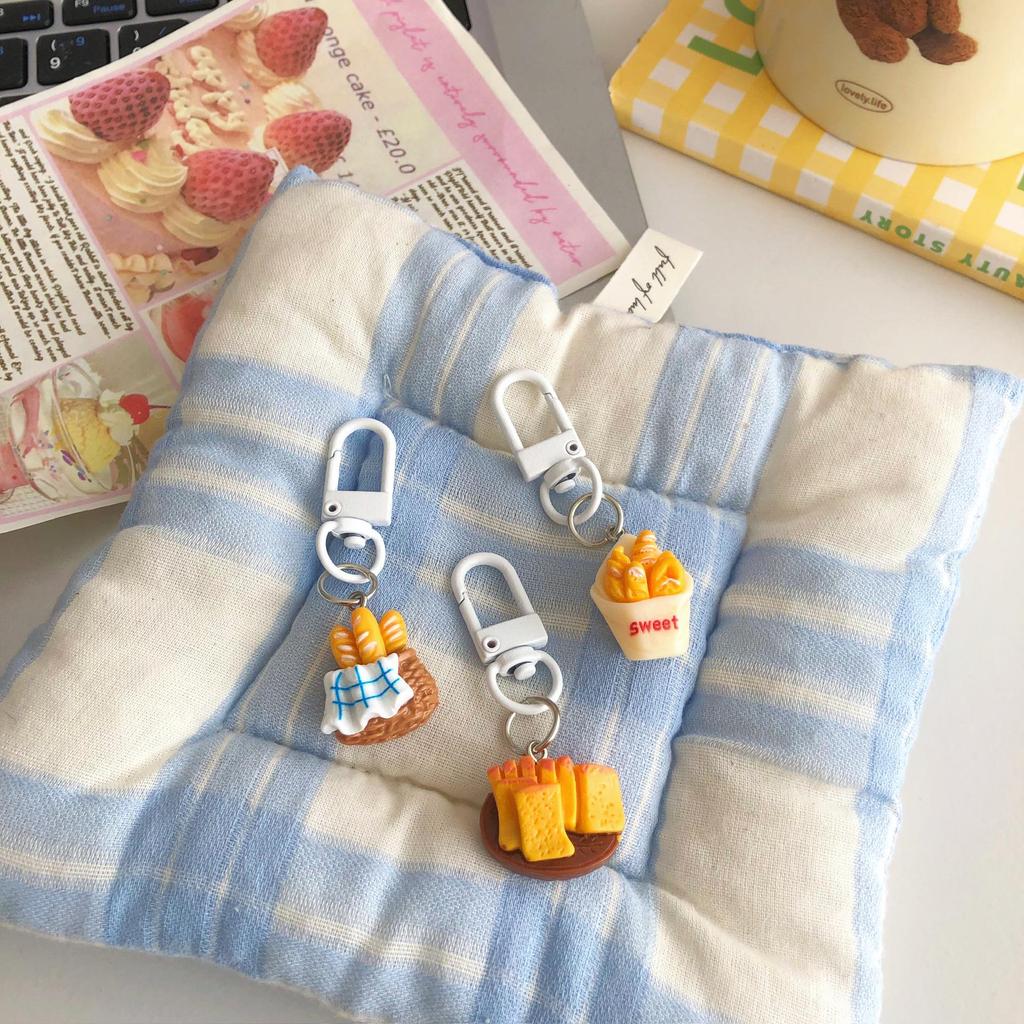 Cute French Breakfast Bread Keychain Pendant - Perfect for Bags, Friend and Couple Gifts