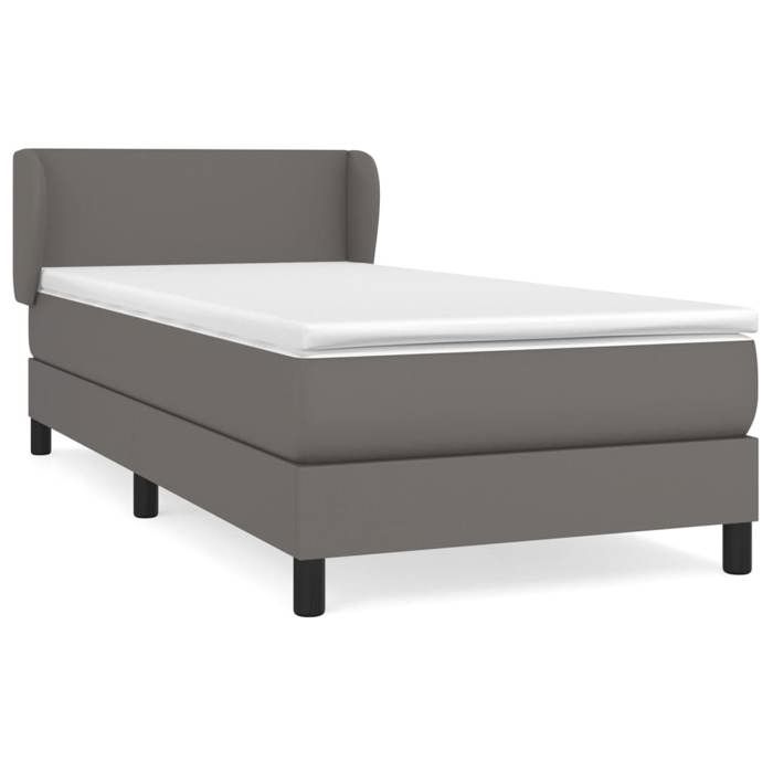 3127173 vidaXL Divan Bed with Mattress Grey 90x200 Cm Faux Leather