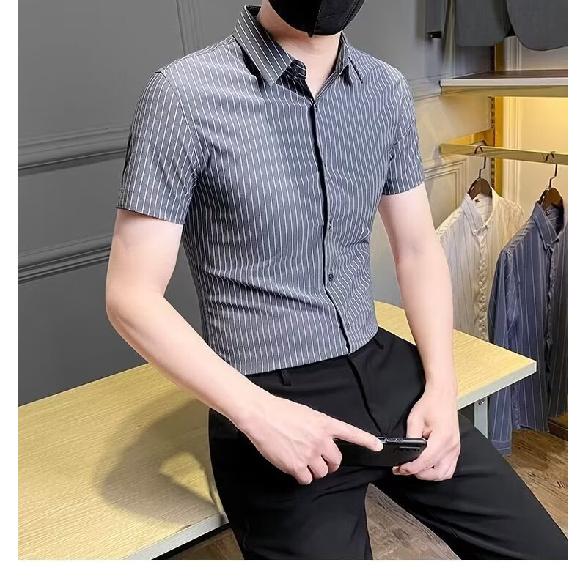 2024 Lässiges kariertes Revershemd für Männer mittleren Alters und junge Männer, Business-Casual-Modejacke für Männer