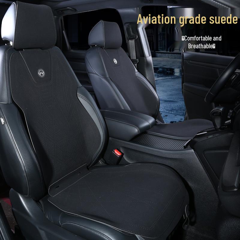 Suede Car Seat Cushion - All-Season, Breathable, Luxury Design with Small Waist Support