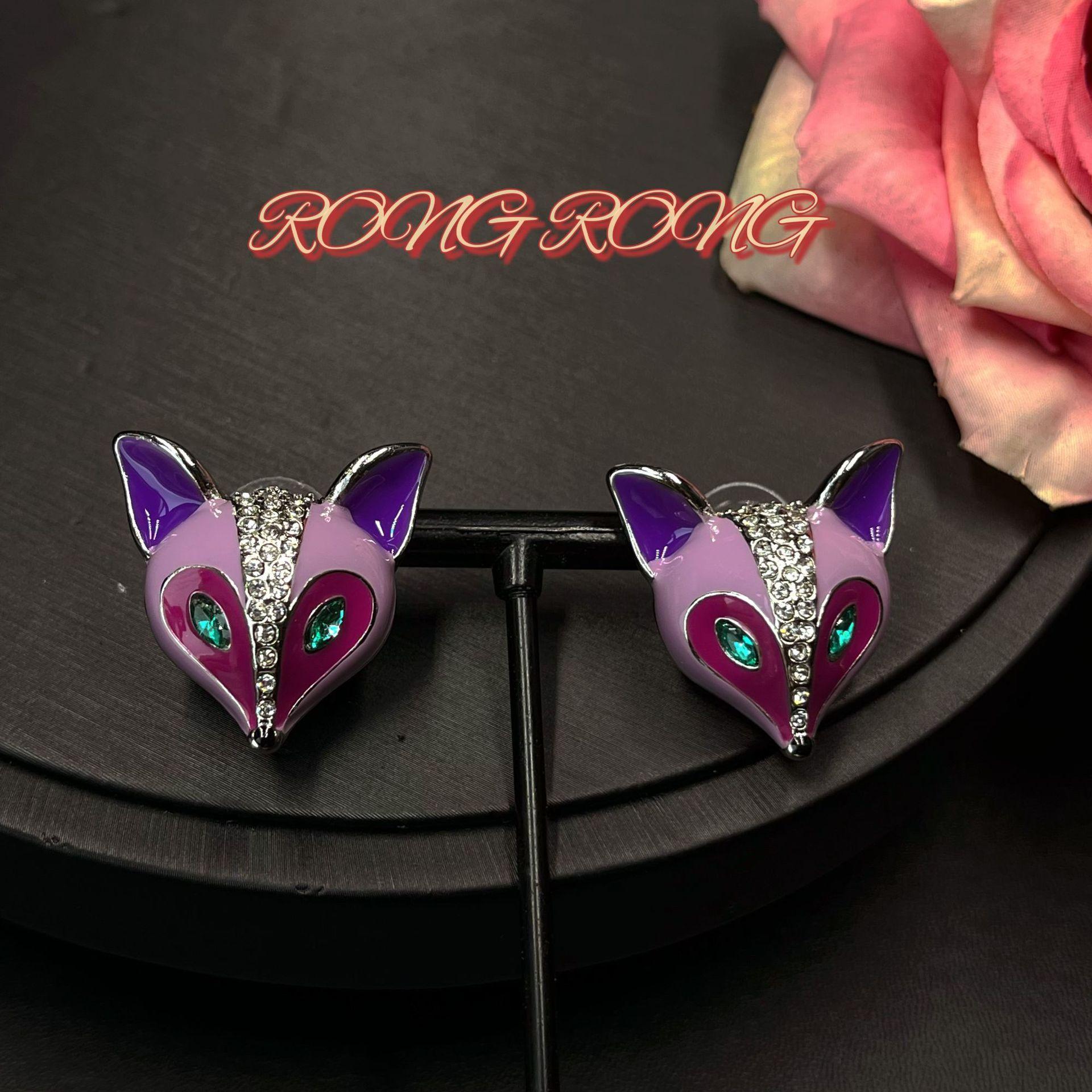 Циндао средневековые винтажные серьги-гвоздики с лисой для внешней торговли тяжелая промышленность ожерелье европейский и американский преувеличенный стиль креативный набор ювелирных изделий