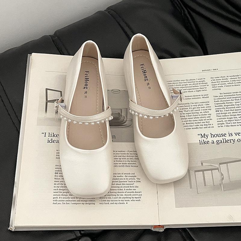 

Модные универсальные повседневные жемчужные туфли Мэри Джейн на плоской подошве женские летние классические уличные туфли 40