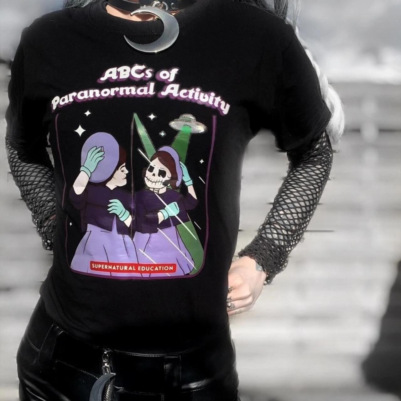 ABC Paranormal Activities Occult Gothic Alternative Funny Punk Rock T-Shirt L