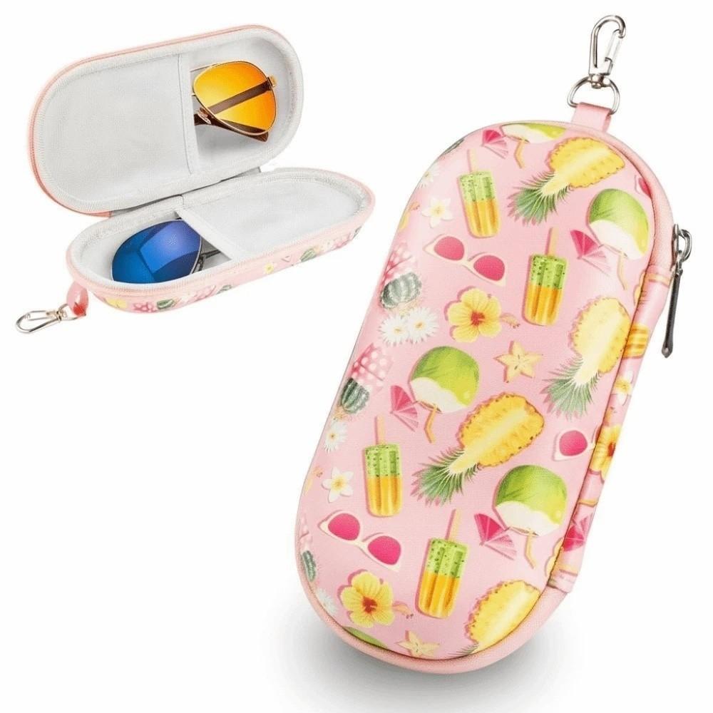 Portable 2 Slots Glasses Organizer Fruit Printed / Black EVA Double-layer Eyewears Storage Box Anti-lost Dust-proof